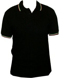 POLO NERA BORDO TRICOLORO MANICA CORTA