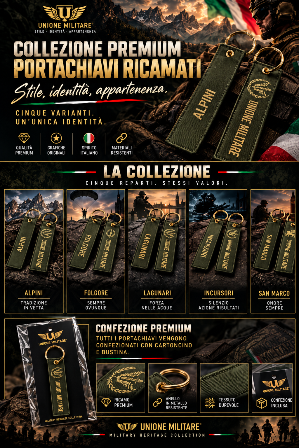 Unione Militare portachiavi ricamati premium